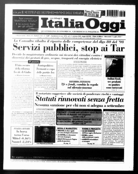 Italia oggi : quotidiano di economia finanza e politica